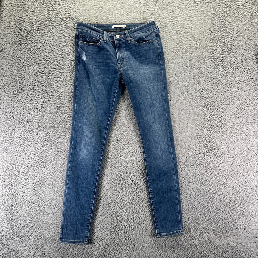 Levi's 711 Jeans Womens 27x28 Blue Cotton Denim Skinny Workwear Faded Stretch